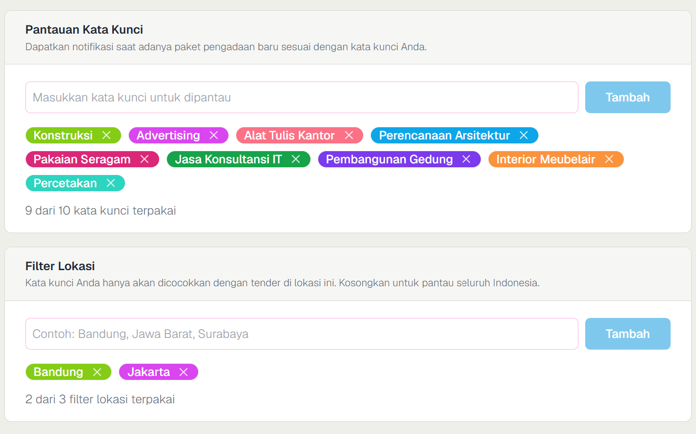Sistem Pemantauan Paket Pengadaan Menggunakan Kata Kunci & Lokasi